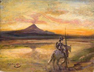 Knight Riding by a Lake