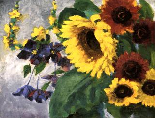 Large Sunflower and Clematis