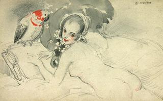 Young Woman with Parrot