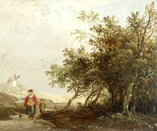 Mother and Child on a Track by a Coppice