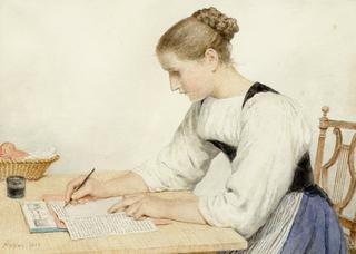 Young Woman Writing a Letter