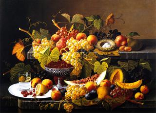 Still LIfe - Basket of Apples and Chestnuts on a Table
