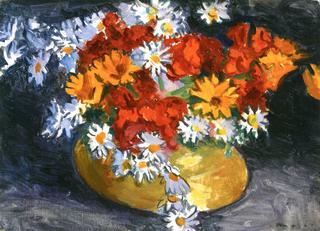 Flowers in a Copper Pot