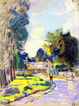 Village Street with Three Figures