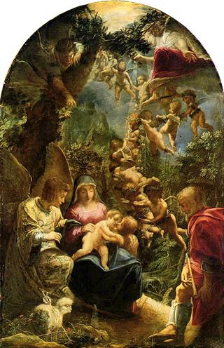 The Holy Family with Saint John the Baptist (?)