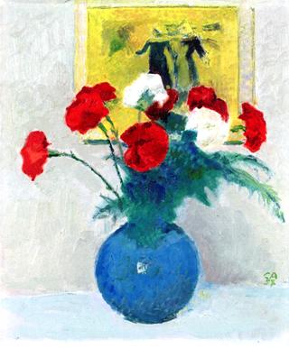 Flower Still LIfe with Painting in the Background