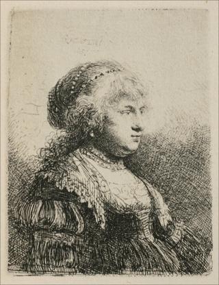 Rembrandt's Wife Saskia with Pearls in her Hair
