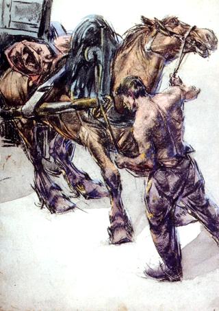 Man Backing up a Horse