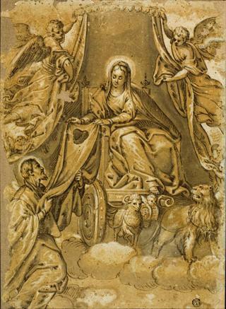 圣母玛利亚将肩胛骨交给圣西蒙·斯托克
