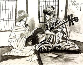 Two Japanese Women in an Interior