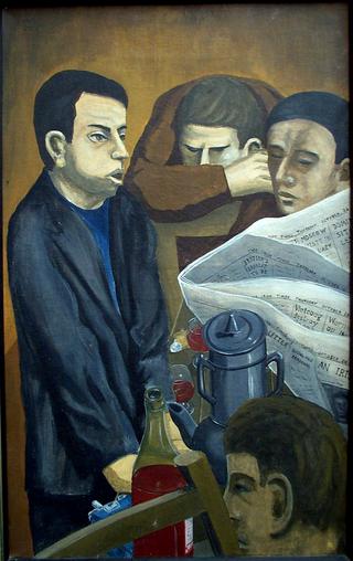 Group with Newspaper