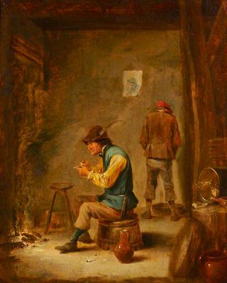 A Peasant Filling his Pipe