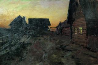 Huts. Twilight