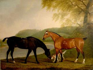 Horses and Dog in a Landscape