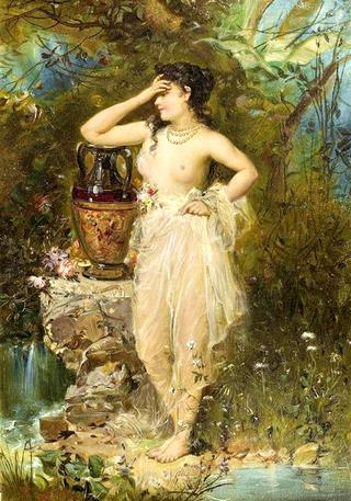 A beautiful woman bathing