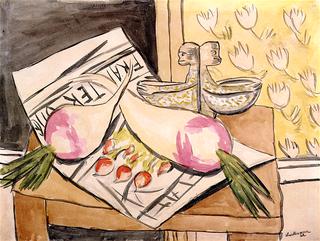 Still Life with White and Red Radishes