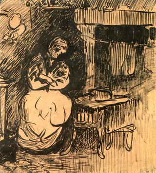 Woman near the Fireplace