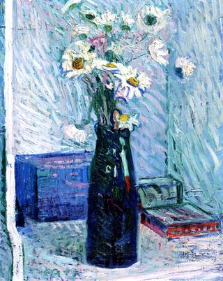 Flower Still LIfe with Daisies in a Vase