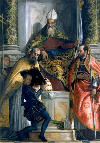 St. Anthony Abbot with St. Cornelius, St. Cyprian and a Page