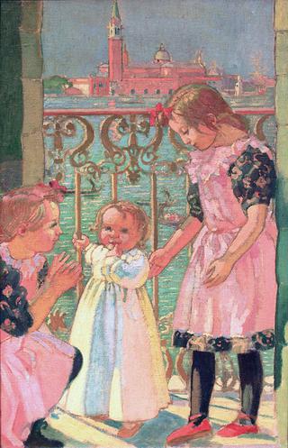 Les troix filles au balcon à Venise
