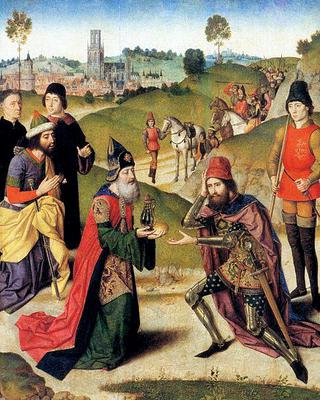 The Meeting of Abraham and Melchizedek (upper left panel from the Altarpiece of the Holy Sacrament)
