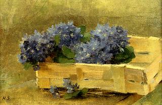 Blue Anemones in a Chip Basket