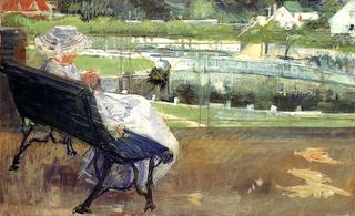 Lydia Seated on a Terrace, Crocheting