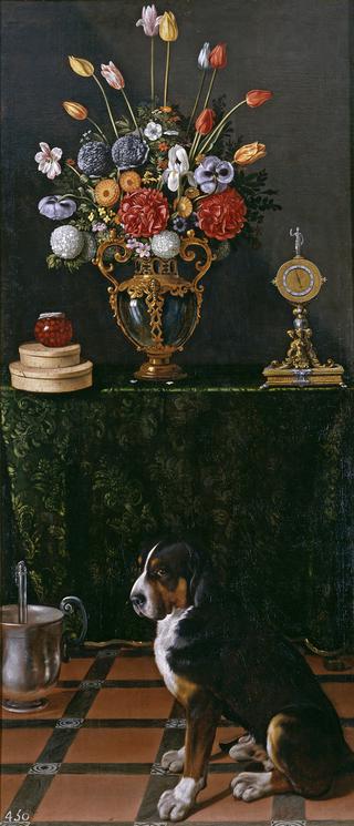 Still Life with Flowers and a Dog (Naturaleza muerta con florero y perro)
