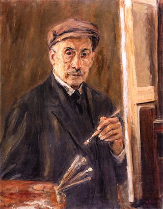 Self-Portrait Wearing a Coat with Brush and Palette