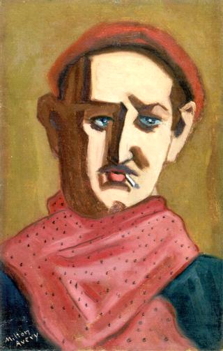 Self-Portrait with Red Tam and Scarf