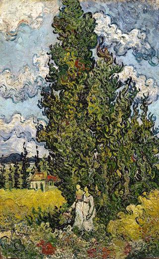 Cypresses with Two Women