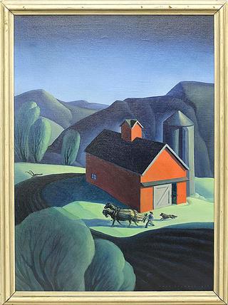 Barn and Horse-Drawn Wagon