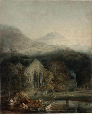 Valle Crucis Abbey, with Dinas Brân