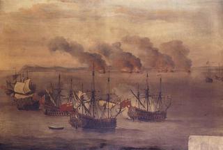 The Destroying of Six Barbary Ships near the Cape of Spartel