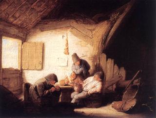 Village Tavern with Four Figures