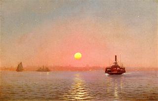 Moonrise over New York Harbor