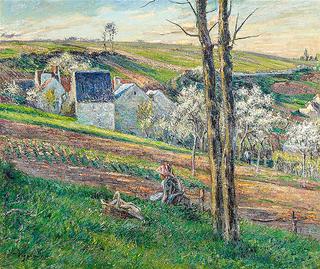 Country Landscape with Young Woman resting