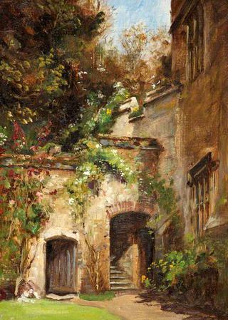 A Corner of the Garden against the Castle Walls, Dunster Castle, Somerset