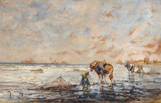 Shell Collector with Horses on the Beach