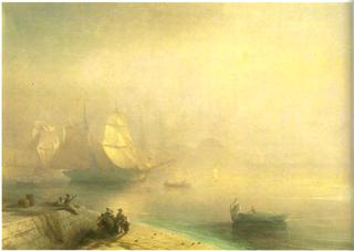 The Bay of Naples on misty morning