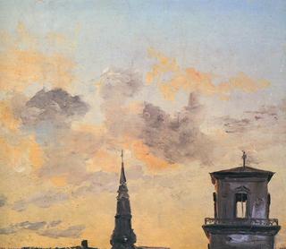 Cloud Study with two Towers in Copenhagen