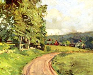 Country Road with Farmhouse