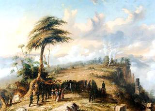 Captain Lord Russel's Coy with a Six-Pounder Detachment of the Royal Artillery Skirmish against the