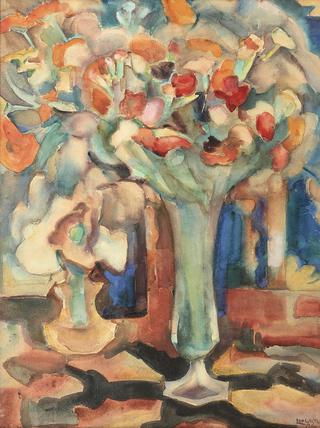 Still life with flowers in a glass vase