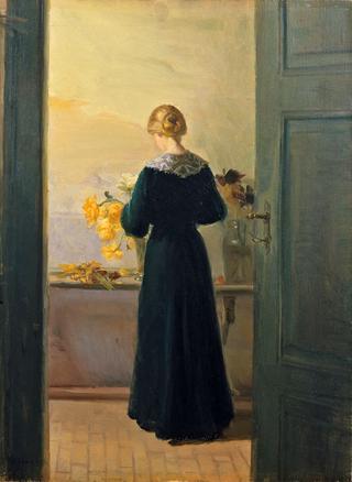 Young Woman Arranging Flowers