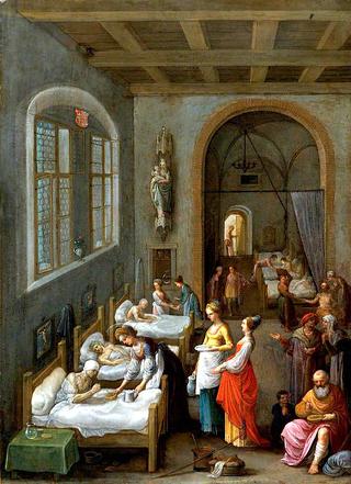 匈牙利的圣伊丽莎白为一家医院的囚犯带来食物