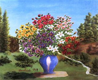 Landscape with Vase of Flowers
