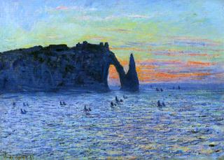 Etretat, the Needle Rock and the Porte d'Aval, Sunset