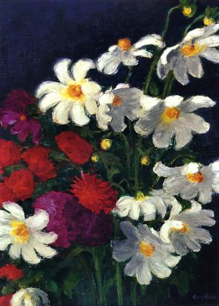 White and Red Dahlias