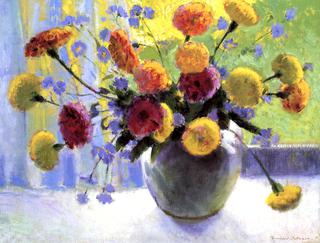 Vase of Zinnias